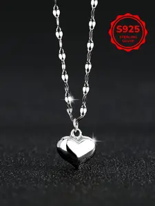 Women's S925 Silver Heart Pendant Necklace, Jewellery Pendant, Fashionable Light Luxury Design, Perfect Gift for Birthdays & Special Occasions, Heart Shaped Necklace