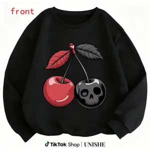 Bold Graphic Cherry and Skull Sweatshirt – Edgy Style for Everyday Wear