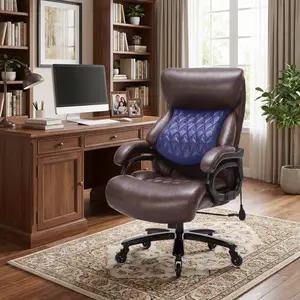 600LBS Heavy Duty Office Chair, Big and Tall Design, High Back Executive Chair, Pocket Spring Cushion, Adjustable Lockable Lumbar Support, 18° Tilt, Reinforced Steel Frame, Breathable PU Leather, 360° Quiet Rubber Wheels