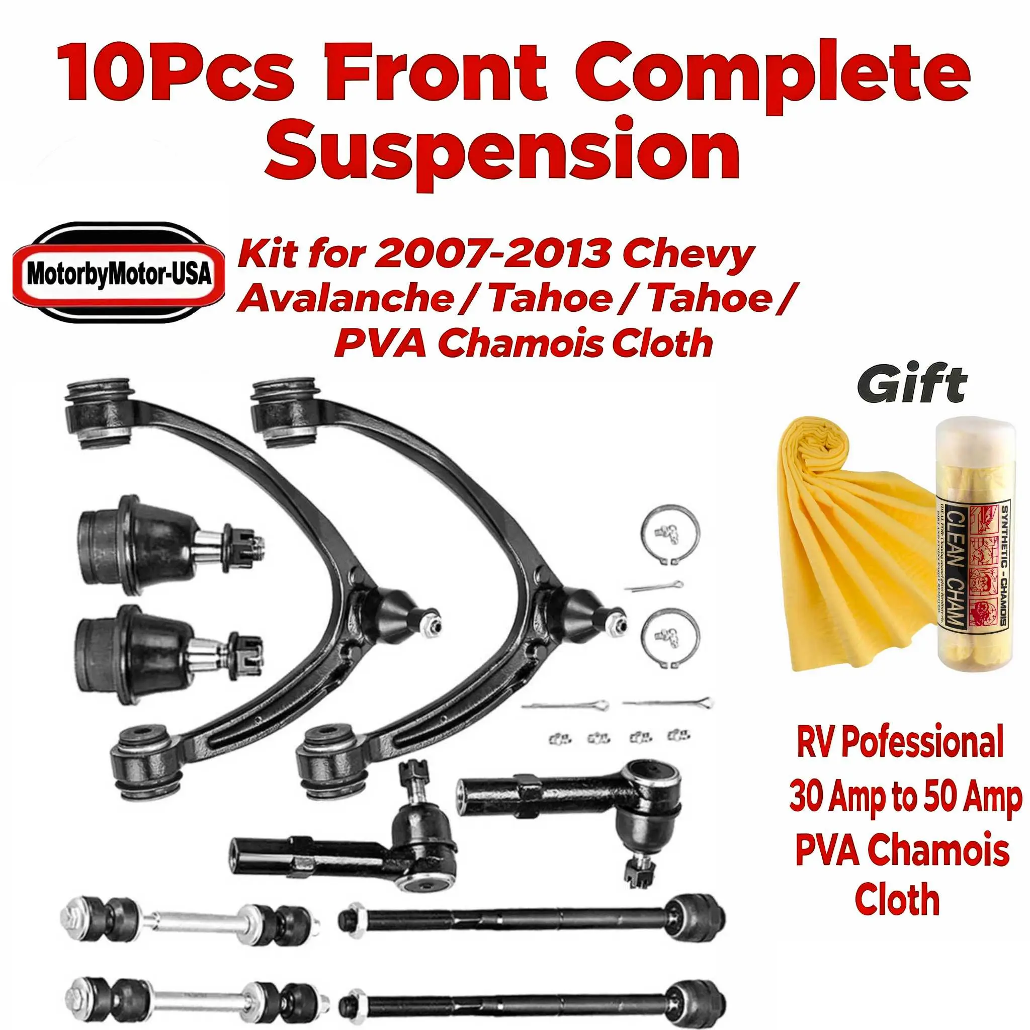 【Buy 1 Gift 1】10Pcs Front Complete Suspension Kit for 2007-2013 Chevrolet Avalanche, Chevrolet Tahoe, GMC Sierra 1500, for GM Trucks