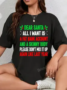 100% Cotton Funny Christmas Shirts For Women Men Adult Dear Santa T-Shirt