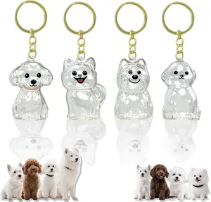 5 Pack Dog Hair Keychain Set for Pet Keepsake Bottle to Preserve Fur Memorial Gift for Pet Lover Accessory with Adorable Dog Designs hair storage