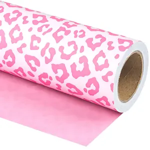 Reversible Leopard Print Gift Wrap Paper, Cute Animal Pattern, Birthday Party, Wedding Shower, Holiday Gift Wrapping, DIY Craft Decor, 43.2cm X 1000cm