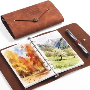 Watercolor Sketchbook - 20 Detachable 100% Cotton Acid Free Watercolor Journal, 300gsm/140lb Cold Press Watercolor Notebook with Extra Travel Brush for Artists, Adults, Students