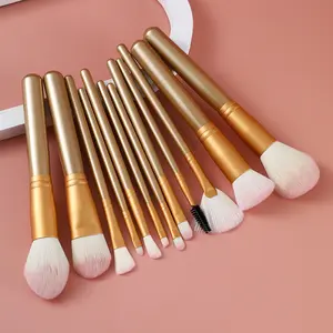 12pcs Gold Makeup Brush Set for Foundation Concealer & Eyeshadow - Ideal for Beginners & Enthusiasts - Versatile & Practical - Enhance Your Makeup Routine