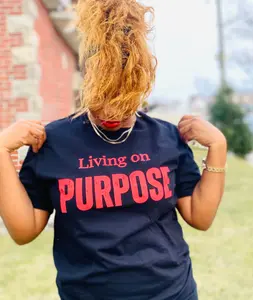 Living On Purpose T-Shirt - Black with Bold Red Text for Motivation and Inspiration