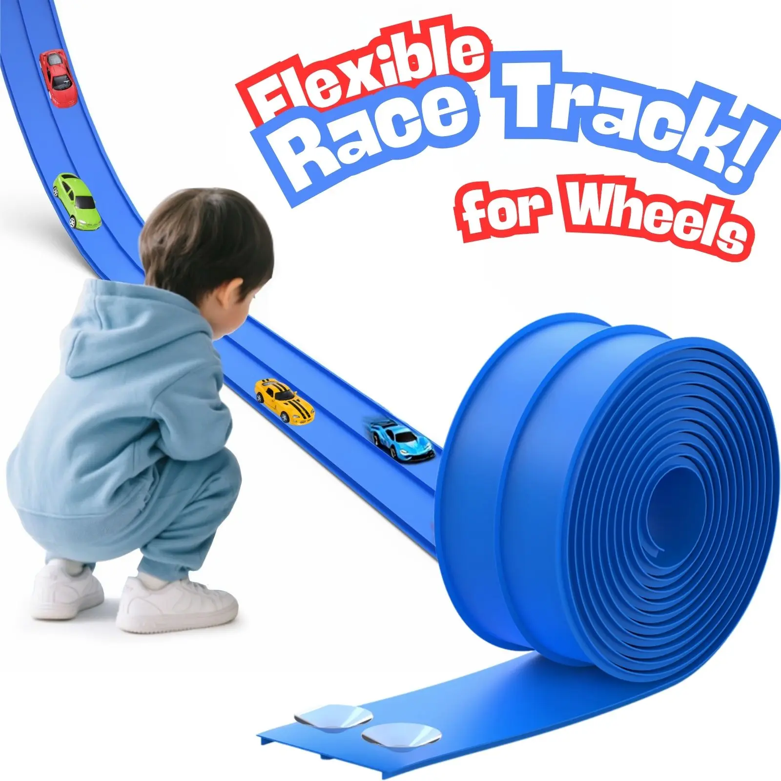 Deals For You Days Flexible Race Track Toys for Wheels 1:64 15 Ft Flex Race Car Ramp Track with Suction Cups Portable DIY Racetrack Compatible with Diecast 1/64th Cars Model for Boys and Girls Ages 3+