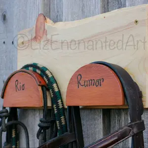 Bridle Racks - Rein Hangers - Tack Room - At the Barn - Personalized Horse Name - Equine Product