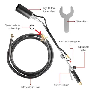 Portable Propane Torch Weed Burner Ice Snow Melter Outdoor Flame Thrower w/ Hose