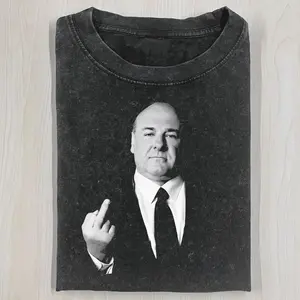 TONY SOPRANO Vintage Washed Crew Neck Tee Regular Fit Casual Comfort Breathable Short Sleeve Funny T-shirts for Summer Fashion Men&Women's Top for Daily Wear 090101