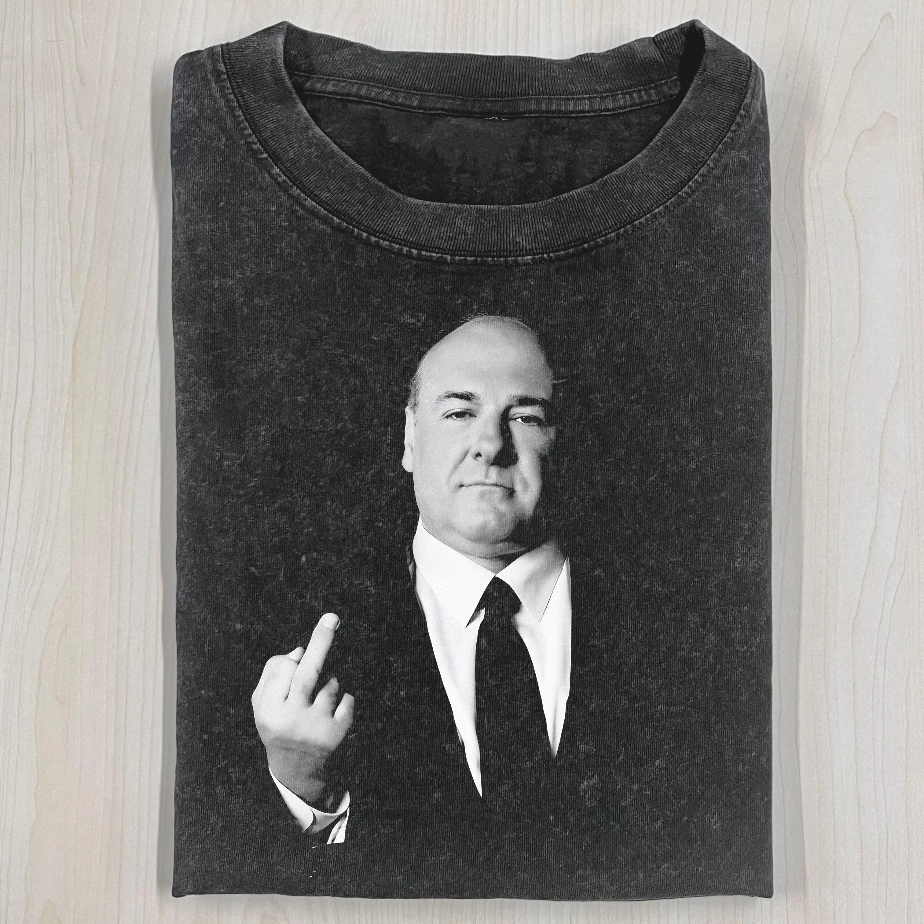 Tony Soprano Graphic Print Tshirt, Men's Vintage Oversized Streetwear Tee in Heavyweight Distressed Cotton Fabric