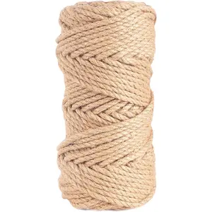 5MM x 100FT  Jute Twine, 12Ply Thick Twine, Heavy Duty Jute Rope for DIY Crafts,  ,Packaging Braided,Gardening, Bundling, Decor