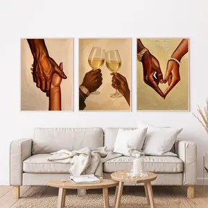 Black Couple Wall Art  , Black Love Wall Art Set Of 3, Black Couple Holding Hands Wall Art, African American Couple Art Decor