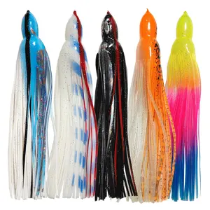 5pcs 9" Tuna Big Game Marlin Skirts Tuna Squid Lures Rubber PVC Fishing Trolling Lure Replacement Octopus Skirts Fishing Tackle Saltwater Fishing Lures