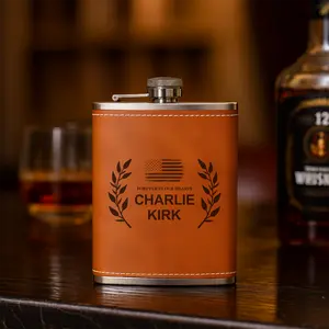 Charlie Kirk Memorial Flask Patriotic Freedom Gift, Laser Engraved Memorial Flask In Memory of Charlie Kirk