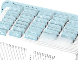 Powder Blue Bible Tabs for Old and New Testament, 80 Large Print Tabs for Bible Study, Water-Resistant and Durable Index Tabs for Women and Men - 1.7" Wide