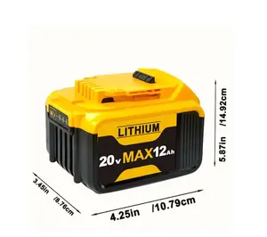 18V Rated, 20V Max, 12000mAh Ultra High-Capacity Lithium-Ion Replacement Battery Pack for DCB200 Cordless Drill Power Equipment