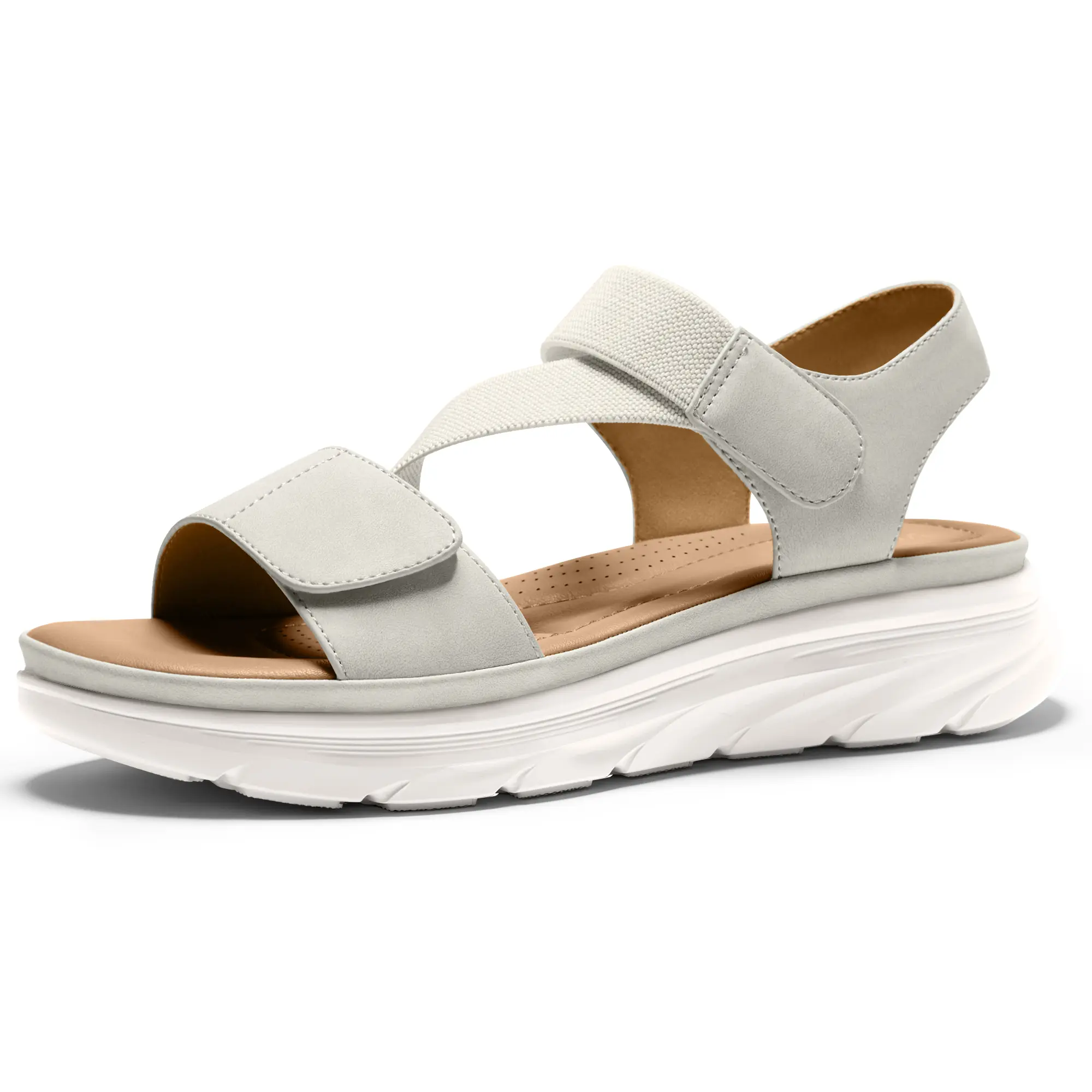Vilanva Women's Sporty Platform Sandals, Adjustable Straps and Breathable Upper, Lightweight Flexible Fabric Shoes for Summer Beach Getaways, Women's Sandals, Sporty Chic, Female, Strappy, Lightweight Construction