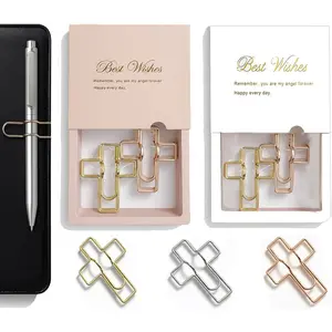 Paper Clips 14 Pack, Large Metal  Shaped Paper Clips in   Rose , Christian  Study Clips with 2  Boxes for Journals, Planners, Church Supplies