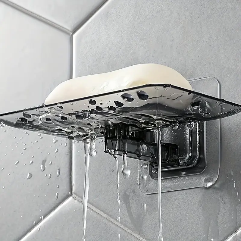Plastic Soap Holder - Wall-Mounted, No Drilling, Adhesive Installation, Rectangular Design, Bathroom and Kitchen, Fashionable Soap Tray, Bathroom Accessory, Soap Dish, Bar Soap Holder