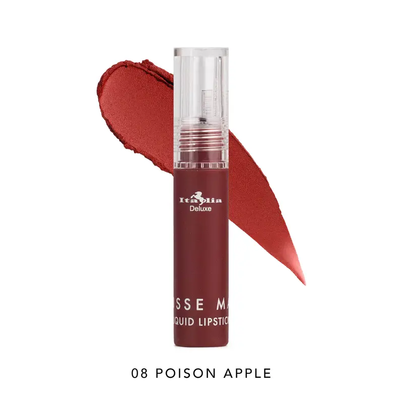 Italia Deluxe Mousse Matte Liquid Lipstick (12 Shades Available)-Comfortable Velvet Finish & Triangle Precision Tip Applicator - Longwear & Subtle Chocolate Scent