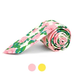 Tie - Floral Cotton Slim Tie  2.5"