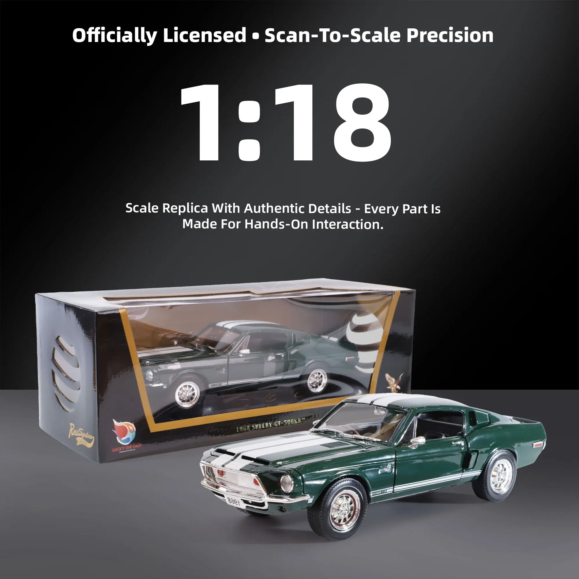 1968 Ford Shelby Cobra GT-500KR 1:18 Scale Diecast Model by Lucky