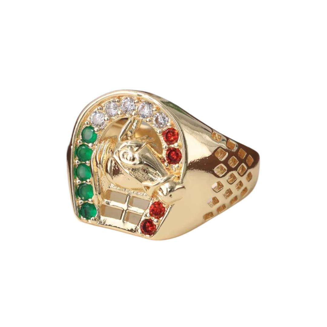 Horse Rings 14k Gold Plated Horse Shoe Men Ring