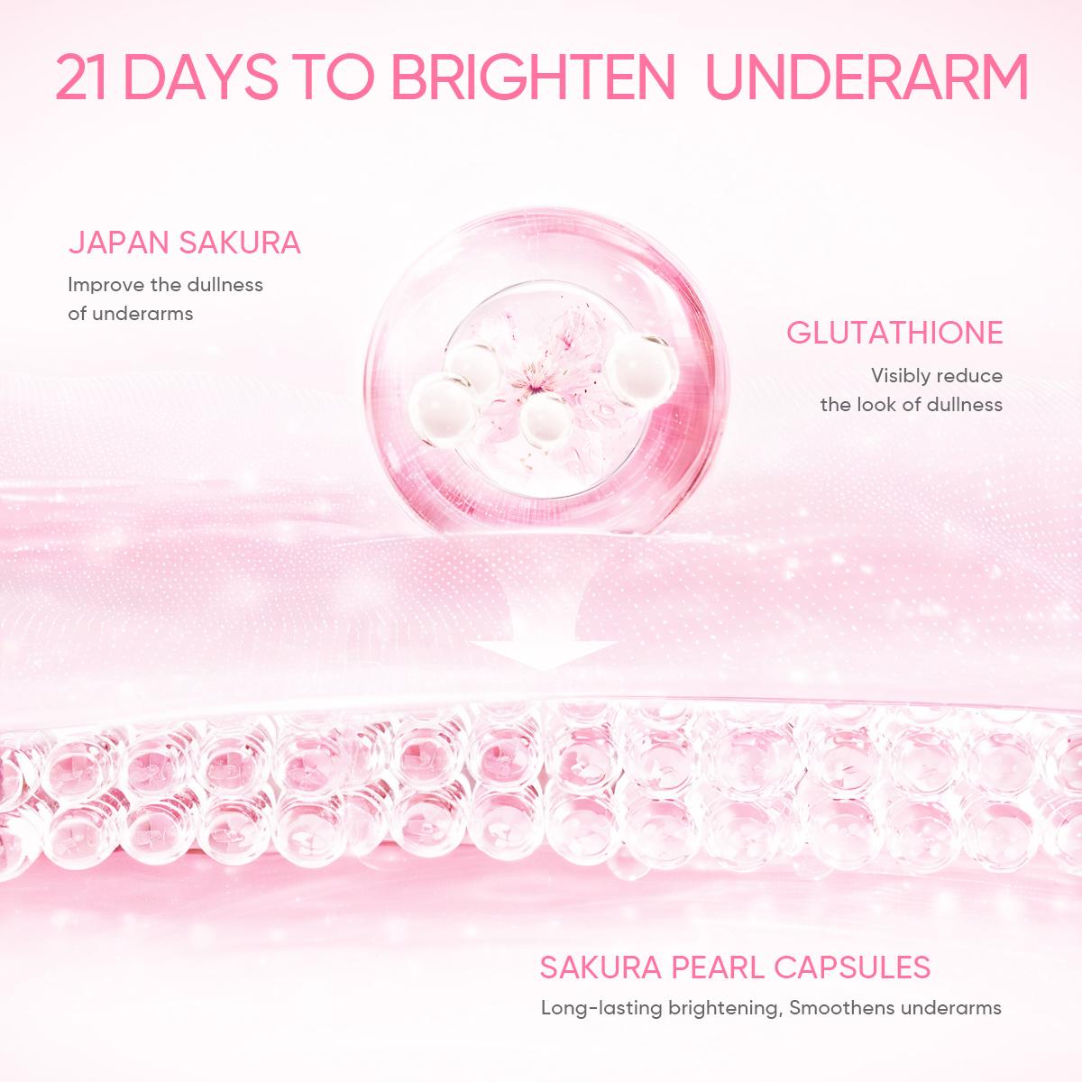 GMEELAN Sakura Gluta Underarm Cream 30G with 50X Sakura Pearl Capsules for Brightening & Hydrating Skin Repair Moisturizer