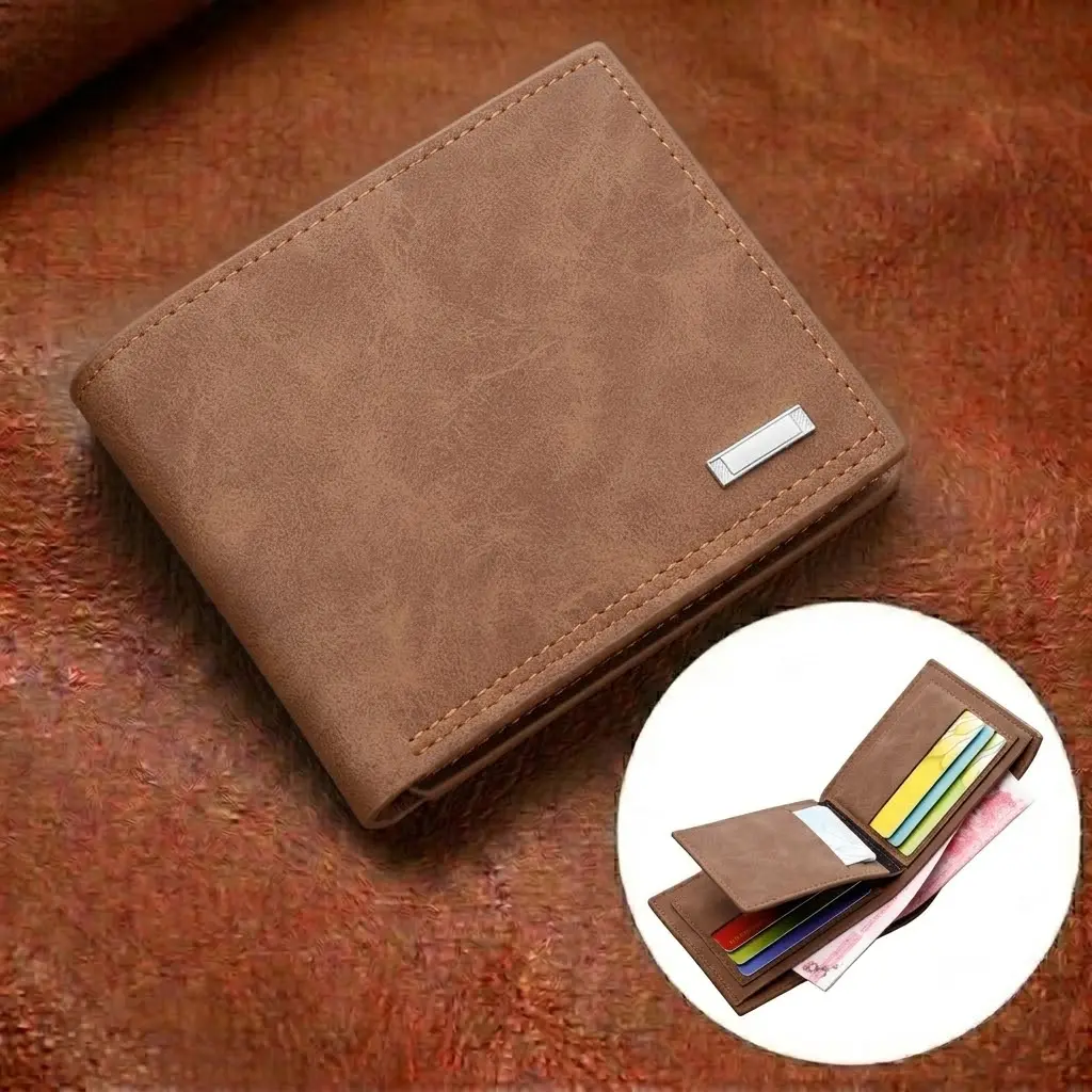 Men's Leather Bifold Wallet with Money Clip – Slim Wallet with Multiple Card Slots, ID Holder & Driver License Pocket, Vintage Style