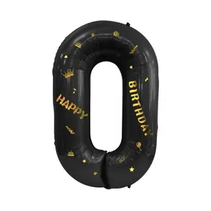 Number Balloon with Sticker, 12pcs/set 32 Inch Black Digital Aluminum Foil Balloon, Birthday Decoration for Birthday Holiday Celebration Party Balloon Party Supplies