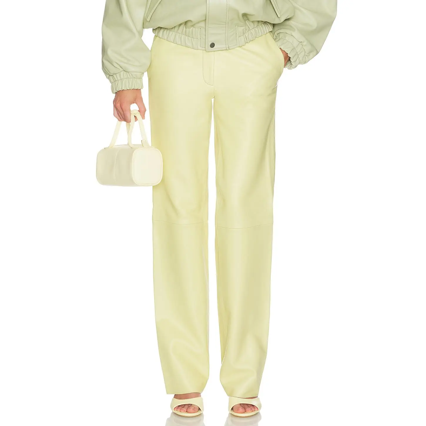 Helsa Soft Lamb Leather Pants in Pale Husk