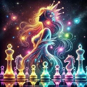 5D DIY Full Drill Round Diamond Painting - Diamond Art Kit Queen, Starry Sky, Chess Pieces. Mosaic, Canvas - DIY Decorative Painting, Home Wall Decor, Perfect for Valentine's Day, Halloween, Christmas, Birthday and Anniversary Gifts.