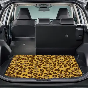 Crystal Velvet + Dotted Plastic Base Car Trunk Mat, Brown Leopard Print Vintage Texture Pattern Trunk Liner, Suitable for Multiple Car Models, Comfortable, Aesthetically Pleasing, and Easy to Clean, Focusing on Details for a Refined Lifestyle