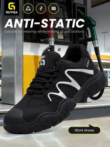 Guyisa1 Safety Shoes Anti-Static Low Top No Headliner No Midsole Gas Station Use Electronic Factory Available Rubber