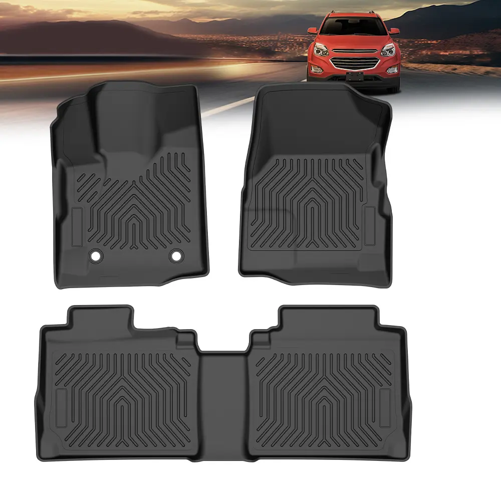 Custom-Fit TPE Car Floor Mats Set, 3-Row Car Accessory for 12-17 Chevy Equinox/GMC Terrain, Waterproofing, Slip-Proof, High-Temperature Resistant, Deep Groove Engraved, Environmental Protection, Precise Fit, Easy-Install Automotive Interior Accessory