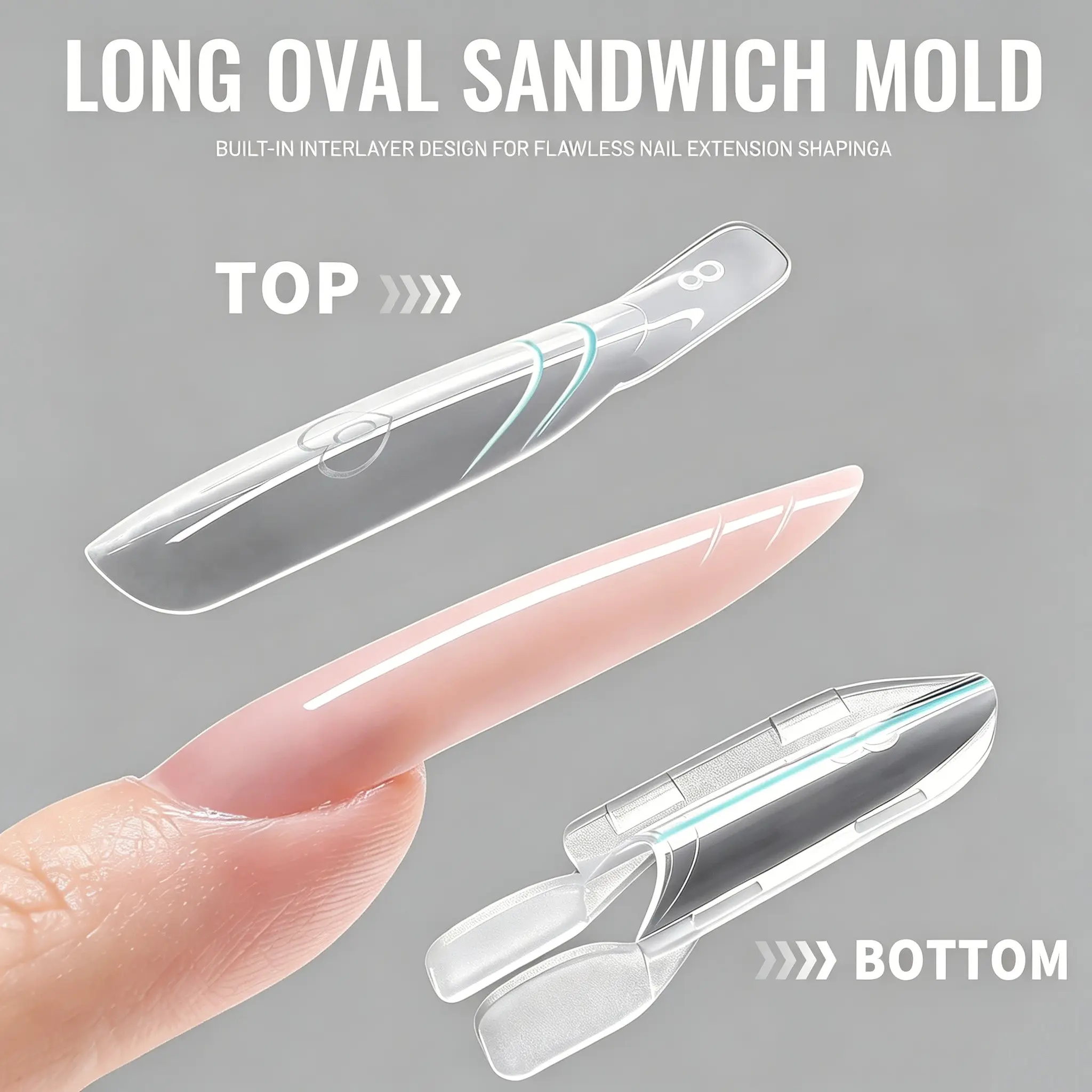 2026 New Sandwich Dual Nail Forms 120pcs 15size Rocket Shape Full Cover Top & Bottom Mold For Nail Art Extension Manicure Kit Nail Art Tools Diy Nails Art Nail Art Supplies