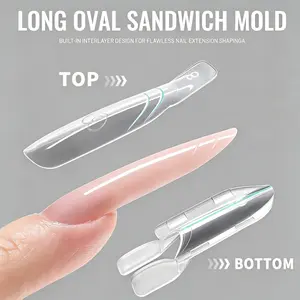 2026 New Sandwich Dual Nail Forms 120pcs 15size Rocket Shape Full Cover Top & Bottom Mold For Nail Art Extension Manicure Kit