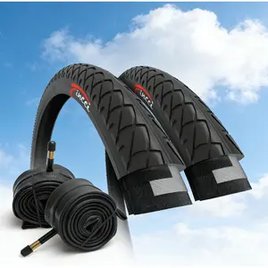 26x1.95 Bike Tires 50-559 Black Foldable with Kevlar Inner Tube for Road MTB Trainer Electric Bikes Accessories