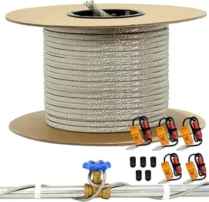 500' HTM Braid Self Regulating Heating Cable Mobile Home Heat Tape Water Pipes Freeze Protection & Freeze Free Connector Kit - Plug and End Seal *5