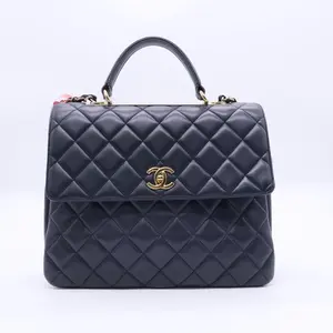 Pre-owned CHANEL LEATHER Shoulder Bags Trendy CC Top Handle Bag Quilted Lambskin Large Twins B21394