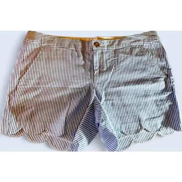 Lilly Pulitzer Tan Striped Scallop Striped Vintage Shorts Size 12*