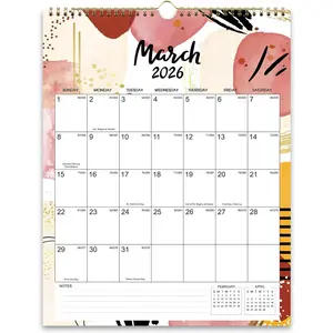2026 Wall Calendar -  Calendar from Jan. 2026 - Dec. 2026, 11.4" x 14.6", -Wire Binding, Large Daily Blocks,  for , School & Office