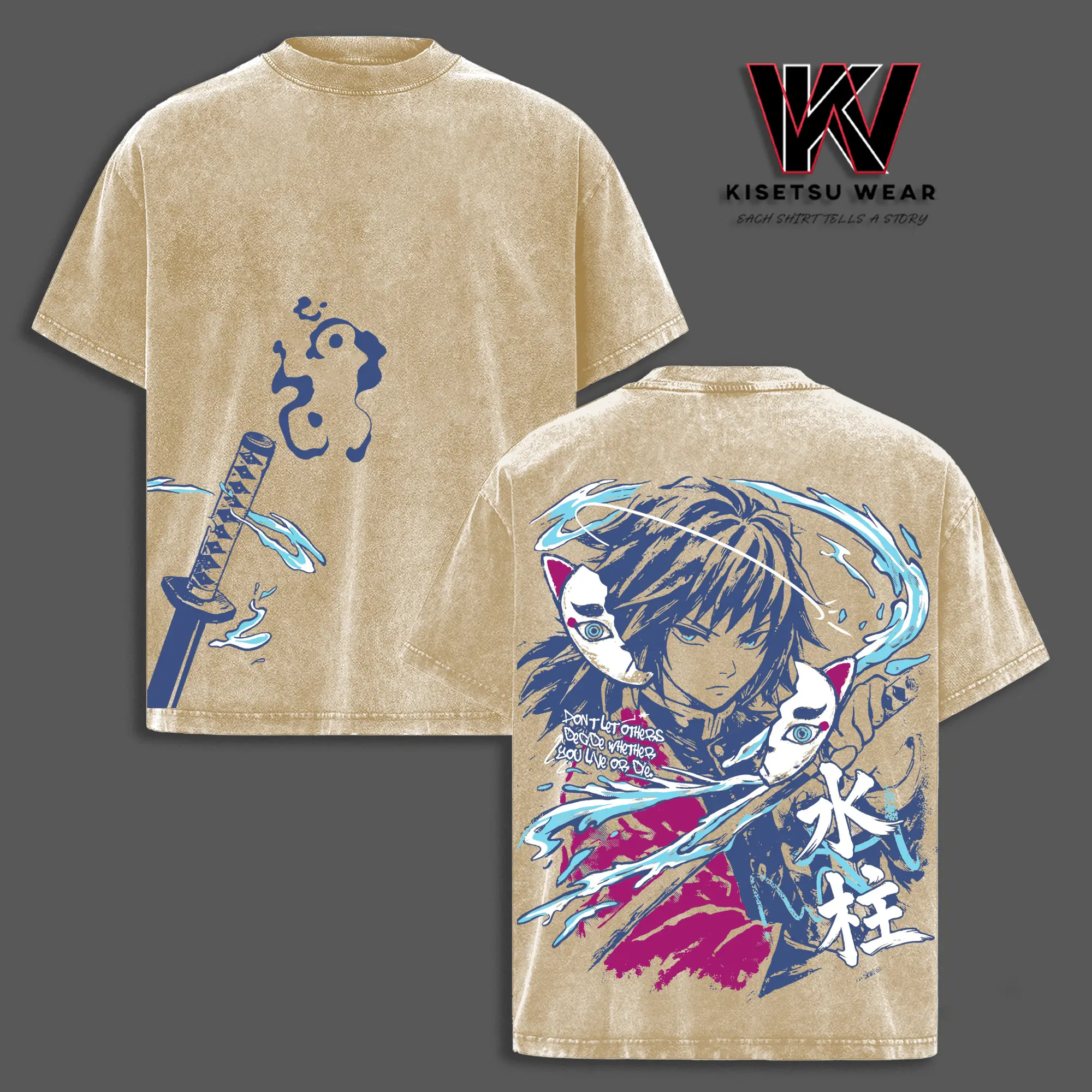 Giyu Tomioka T-Shirt Demon Slayer Infinity Castle Arc Anime Graphic Tee Oversized Acid Washed Soft Cotton Men Shirts Anime Streetwear Casual Menswear Unisex Summer Clothing Gift for Demon Slayer Fans