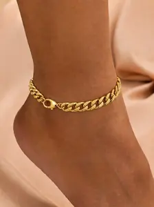 Women's 9mm Chunky Silver Cuban Link Anklet, 8.3 in Bold Metal Waterproof Tarnish-Free Thick Chain Anklet, Trendy Summer Beach Vacation Aesthetic Gift, Bold Metal Anklets