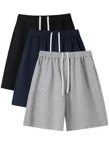 Men's Loose Fit Sport Shorts, Casual Knee-Length Drawstring Waist, Home Wear, Leisure, Sports, Running, Plain Design, Casual Athleisure Shorts