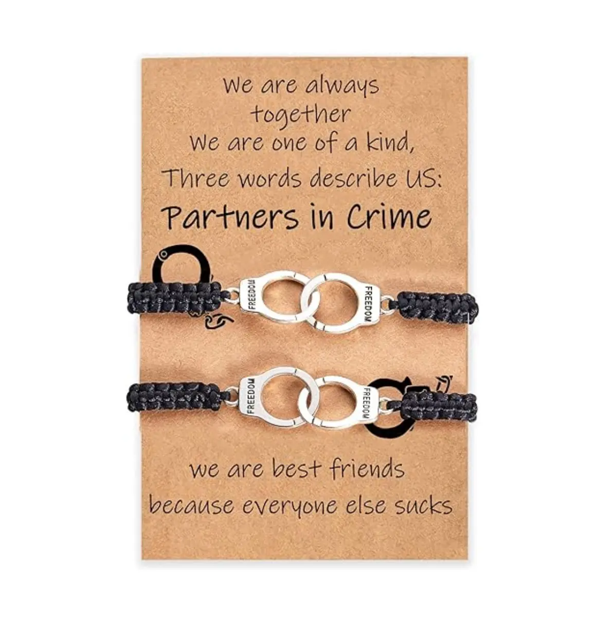 Women's 2-Piece Handcuff Friendship Bracelets - Unique Funny BFF Birthday Gifts, Costume Jewelry Accessory for Best Friends