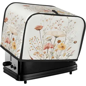 2 Slice Toaster Cover for Kitchen Watercolor Flower Botanical Waterproof and Dustproof Toaster Dust Cover with Side Pockets Decorative Universal Cover for Wide Slot Toasters and Small Appliances