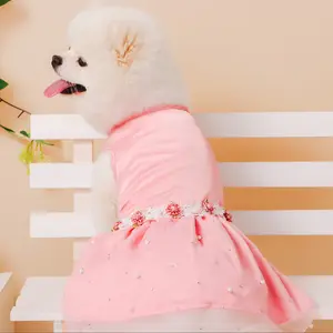 Dog Dress Poodle Girl Puppy Clothes Pink Pet Apparel Doggie Cute Tulle Dress Cat Clothing Kitten Dresses Doggy Birthday Wedding Skirt Costume