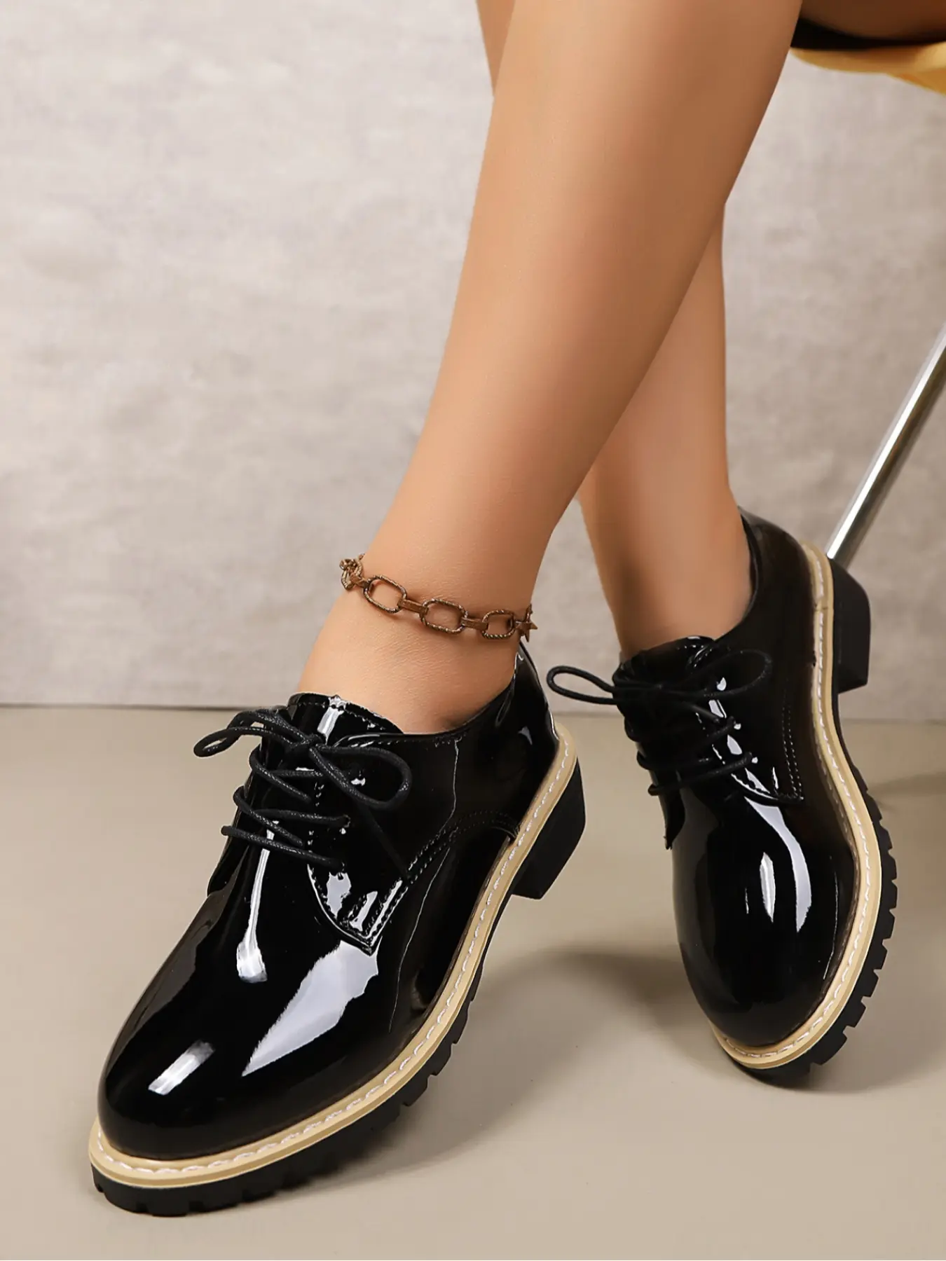 Women's Fashion Vintage British Style Round Toe Oxford Lace-Up Thick Sole  Leather Shoes, Soft Bottom Versatile Work Formal Shoes for Daily Commute &  Office Wear, Business Casual Oxfords, Commuter Shoes Work -
